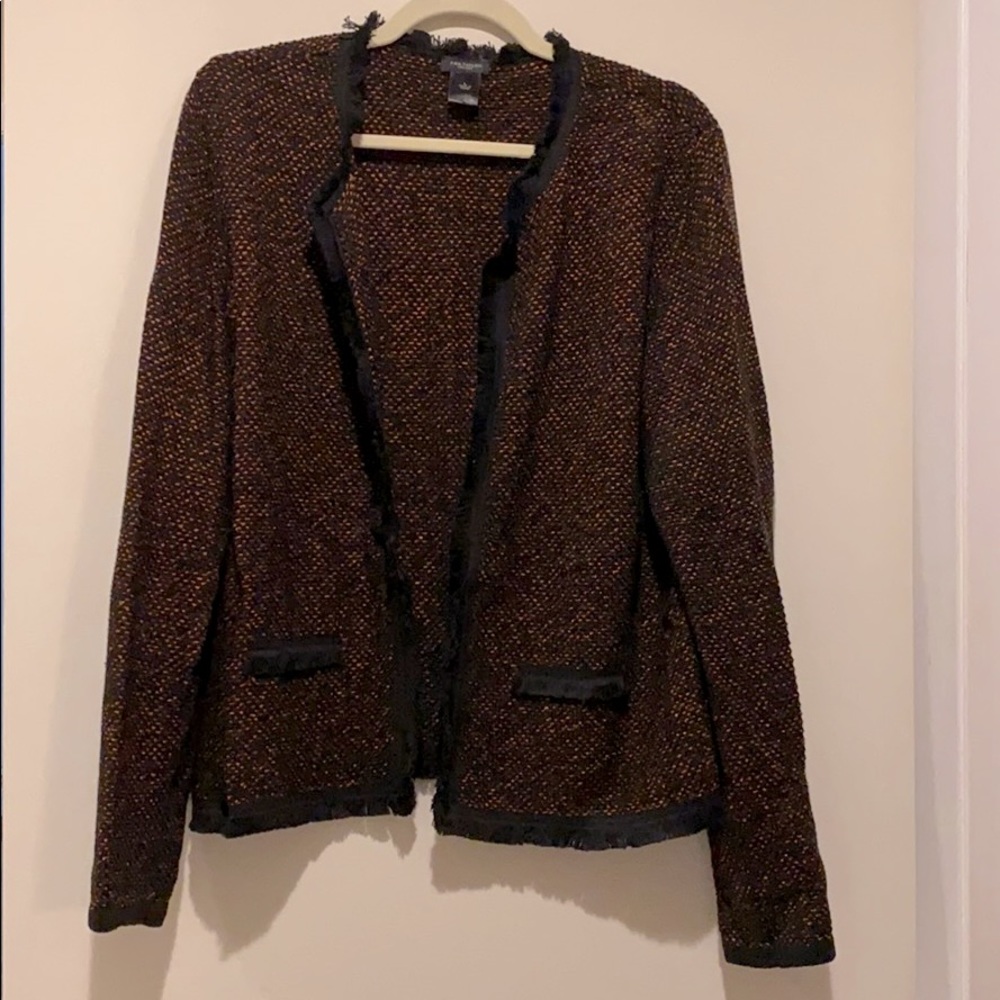 Ann Taylor Black & Orange open cardigan size L